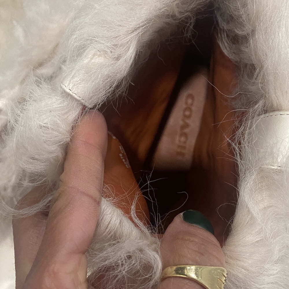 Coach White Fur-Trimmed Winter Boots New - Picture 2 of 3